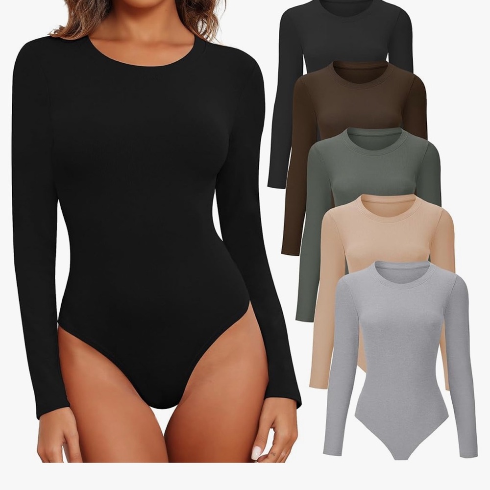 New 6 pack bodysuit long sleeve crew neck
